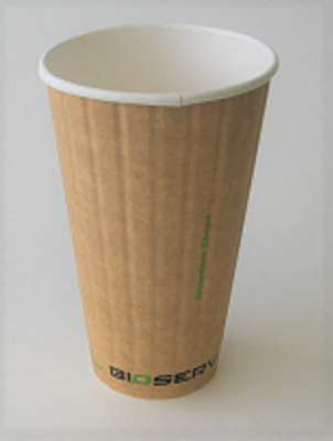 16oz Bioserv Ripple Double Wall Kraft Hot Cup 600 per case
