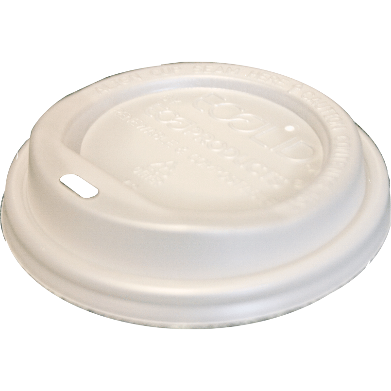 8oz White Compostable Hot Cup Lid 1,000 per case