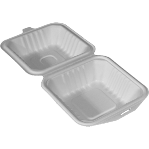 6" x 6" x 3" Sugar Cane Clamshell (Single Compartment) - 500/case