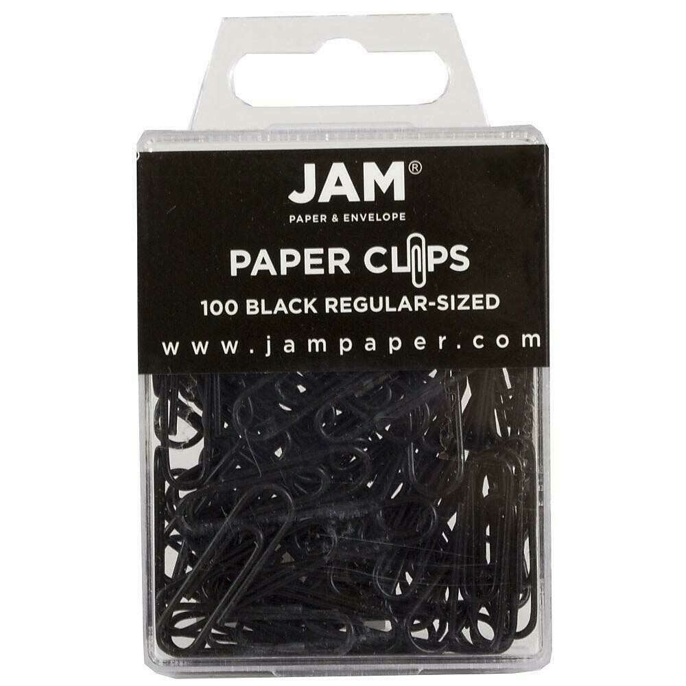 JAM Paper Coloured #1 Standard Paper Clips, Small, Black Paperclips - 100/pack