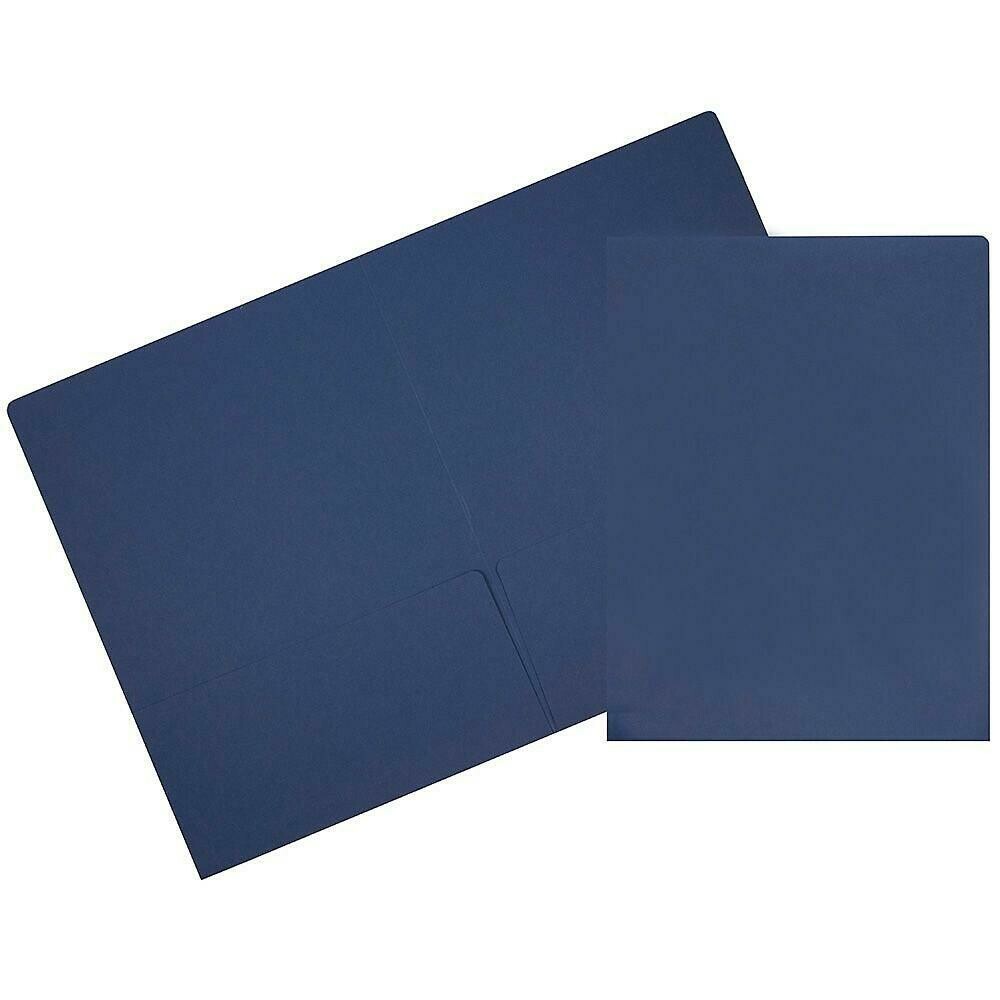 JAM Paper 2 Pocket Matte Cardstock Presentation Folder, Presidential Blue, 6/Pack