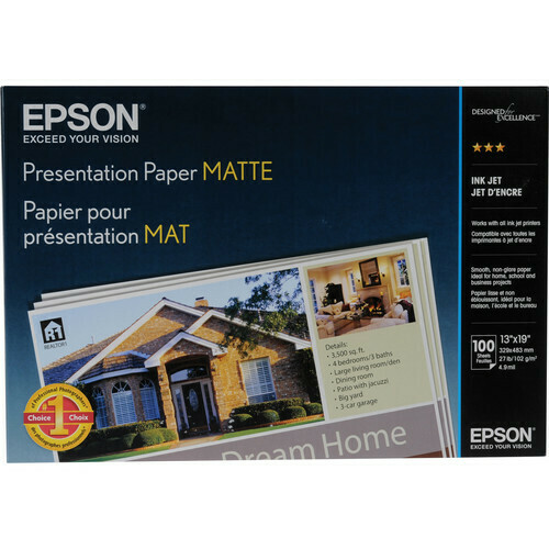 Epson Presentation Paper Matte, 13" x 19", 100 sheets
