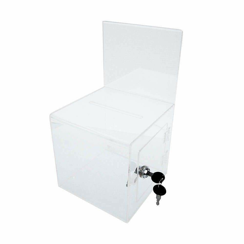 Futech BBOX002 Clear Acrylic Ballot Box with Lock, 7"