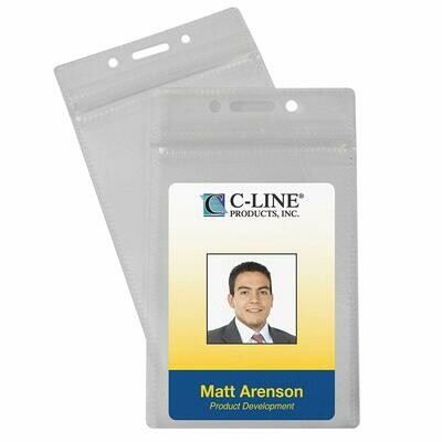 C-line Zippered Vertical Badge Holders, 50/Pack