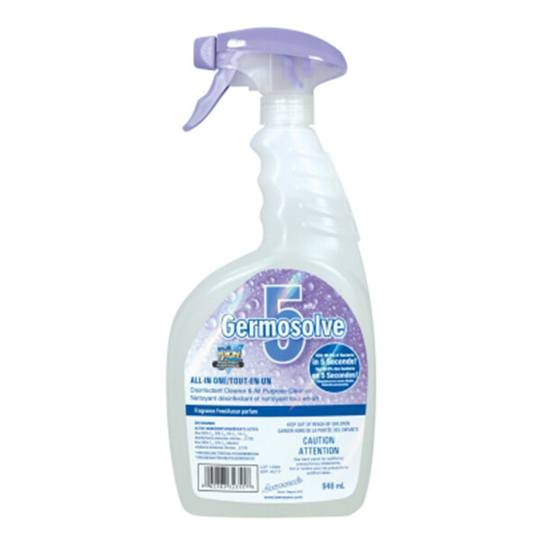 Germosolve 5 Ready-to-use, All-in-one, Disinfectant, Deodorizer, and All Purpose Cleaner - 946mL Natural (Unscented)