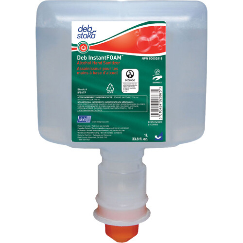 Hand Sanitizer Deb InstantFOAM™ 1,000 mL Ethyl Alcohol Foaming Dispenser Refill Bottle - 3/case