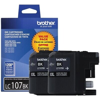 Brother LC107 Ink Jet Cartridge Black - 2/pack