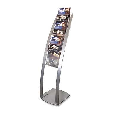 Deflect-o Contemporary Literature Floor Stand, 49" x 13" x 16-1/2", 6 Compartments, Silver