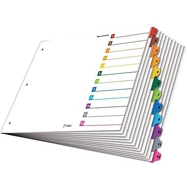 Cardinal OneStep Table of Contents & Dividers, 1-12, Multicolour Tabs, 11" x 17" 12-Tab Set