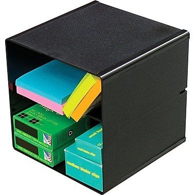 Deflecto Divided Stackable Cube Organizer, Black