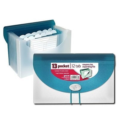 Better Office Products 13-Pocket Expanding File, Coupon Size - Grey