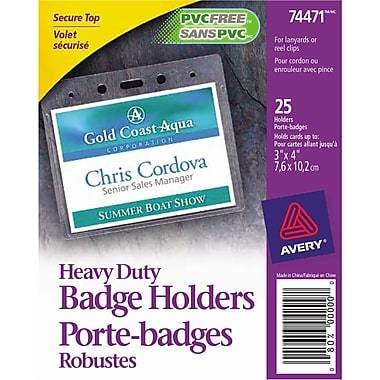 Avery® 74471 Heavy-Duty Badge Holders for Inserts up to 3" x 4", 25/Pack