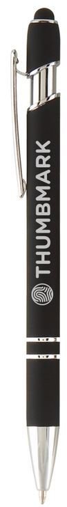 Full Color or Laser Etched - Soft Touch Medium Point Ellipse pens, Pen Color: Black