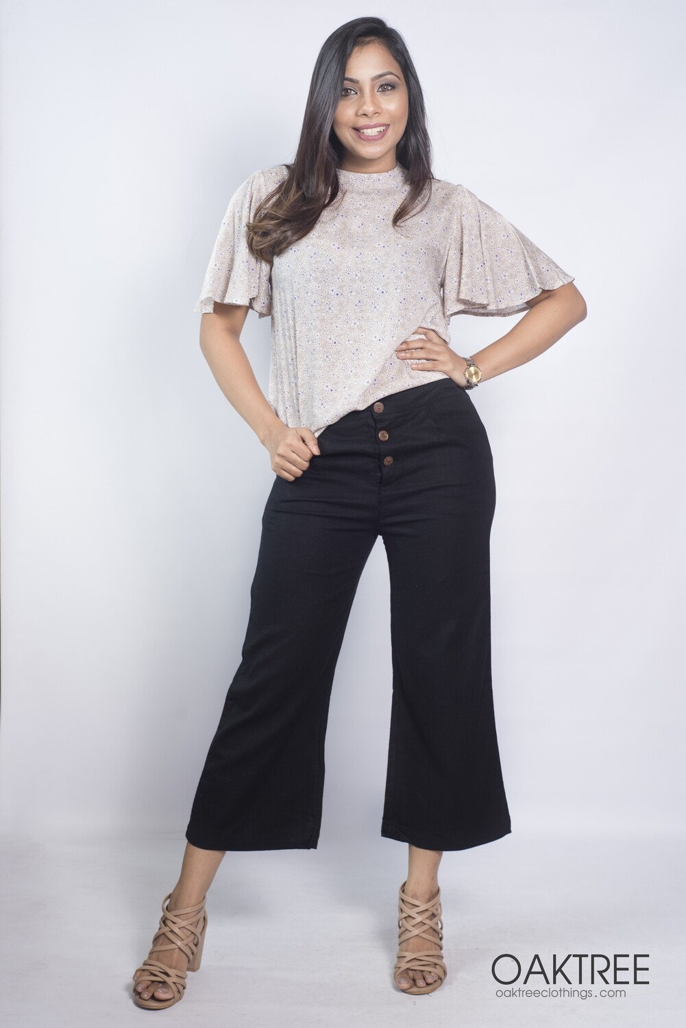 4Q Button fly linen pant