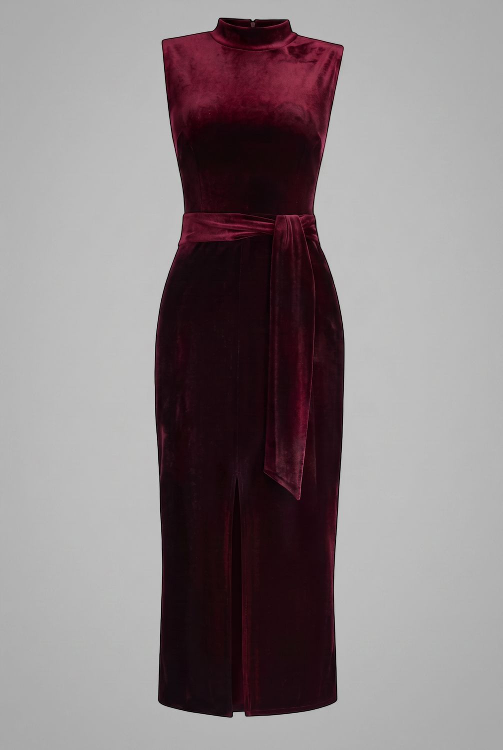 SELENA TIE WAIST VELVET DRESS, Color: PINOT, Size: XS