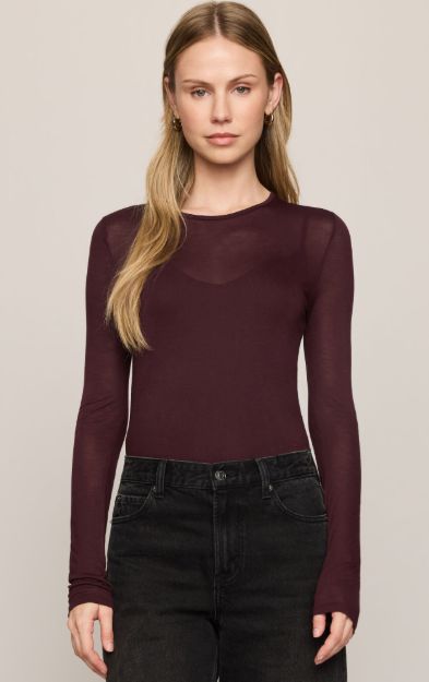 Sheer Luck L/S Top, Color: Berry Noir (BNO), Size: XS