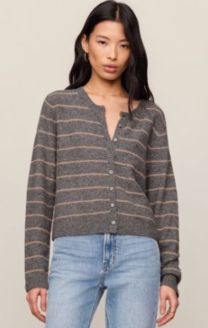 Medina Stripe Cardigan, Color: Charcoal Heather (CHH), Size: XS
