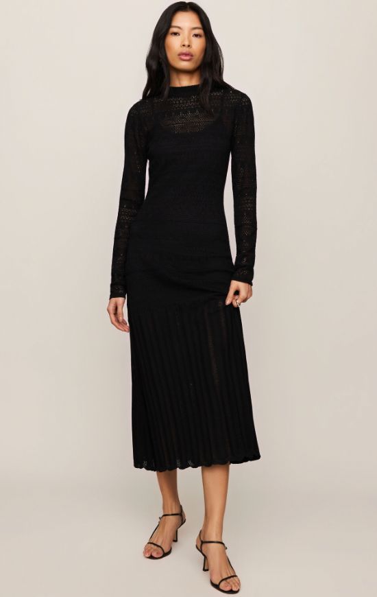Avery Midi Dress, Color: Black (BLK), Size: XS