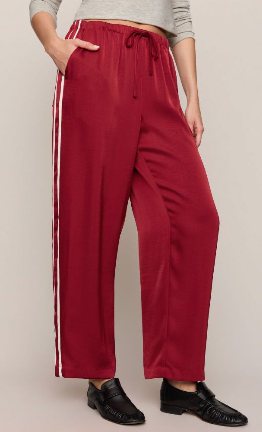 In Stride Satin Track Pant, Color: Red Dahlia (RDL), Size: XS