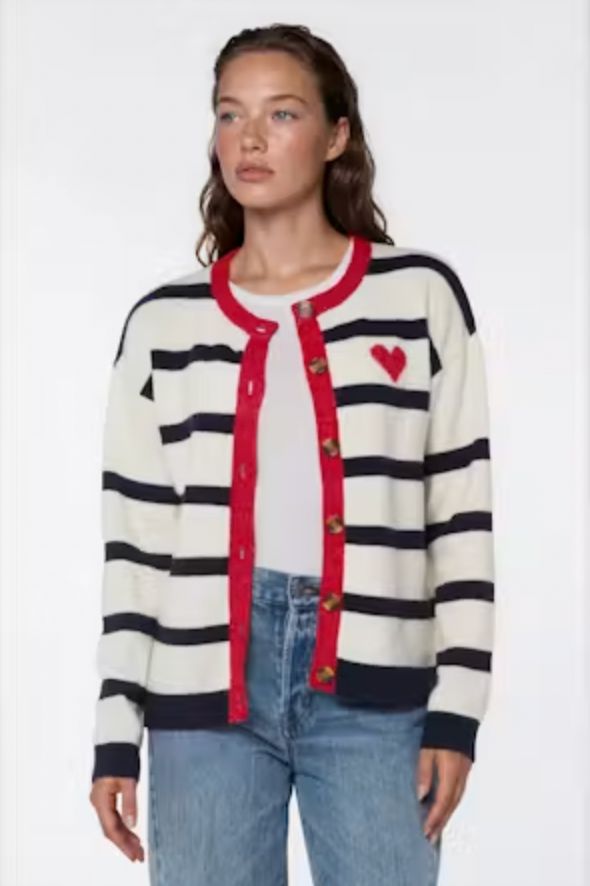 CAVEN, Color: OPTIC WHITE NAVY STRIPE HEART, Size: XS