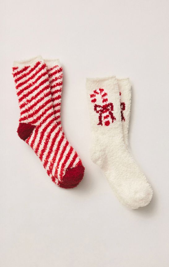 Candy Cane Socks, Color: Vanilla Ice (VAC), Size: O