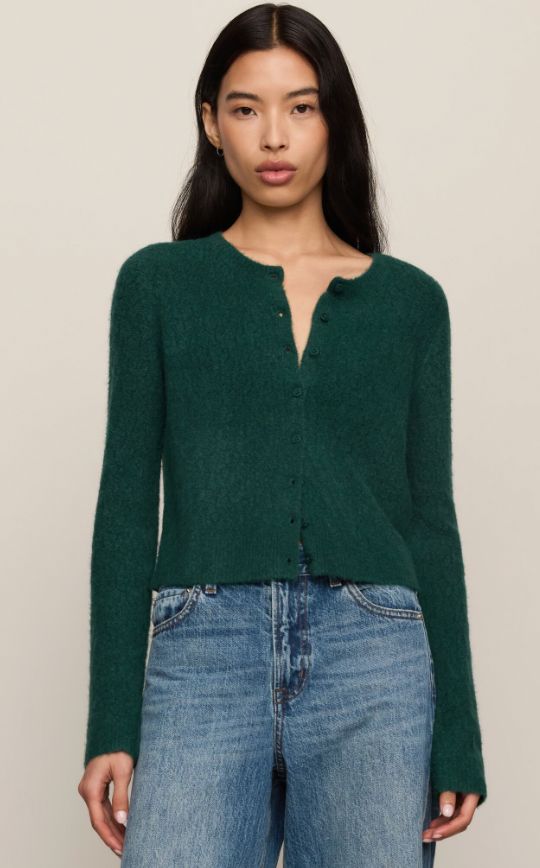 Medina Open Knit Cardigan, Color: Velvet Green (VVG), Size: XS