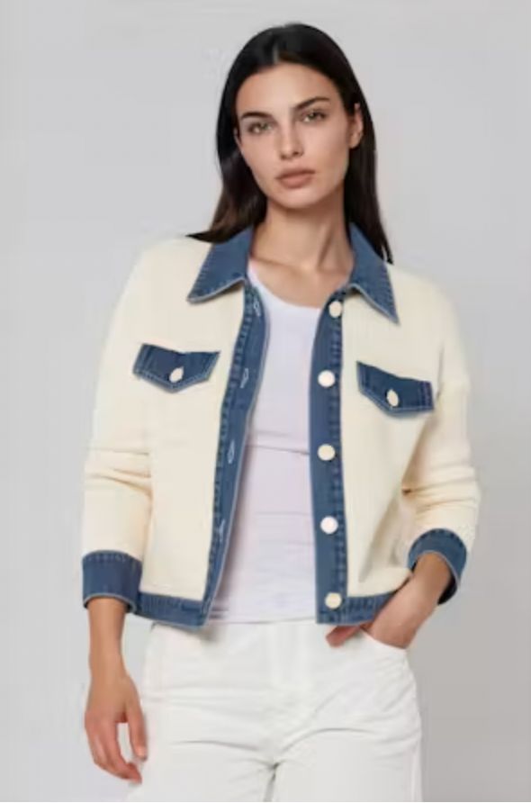 RHOSLYN, Color: EGGSHELL MEDIUM BLUE DENIM, Size: XS