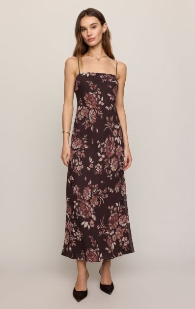 Velina Rhea Floral Maxi Dress, Color: Berry Noir (BNO), Size: XS