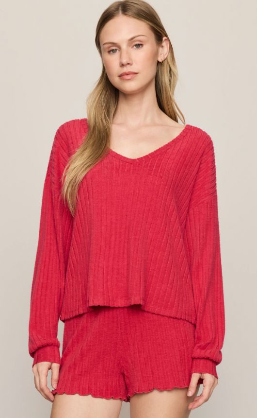 Daydreamer Soft V LS Top, Color: Ruby Red (RYD), Size: XS