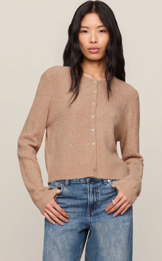 Medina Pointelle Cardigan, Color: Macaroon (MAC), Size: XS