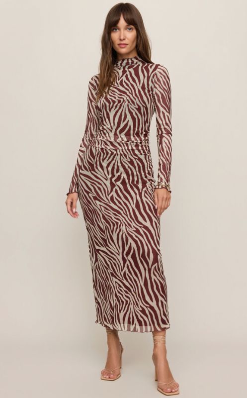 Sevilla Zebra Mesh Midi Dress