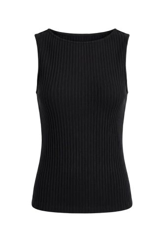 sleeveless high boatneck knit top, Colour: black, Size: XS