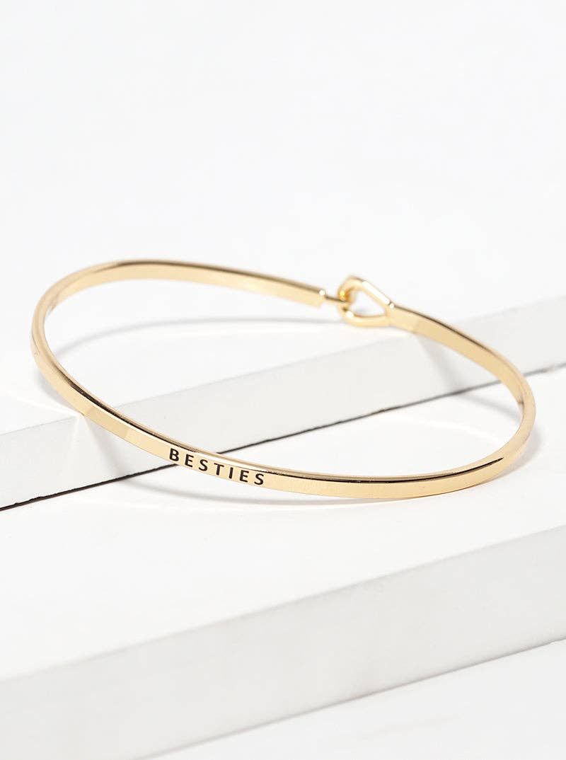 Besties Engraved Inspirational Bangle Bracelet: Gold