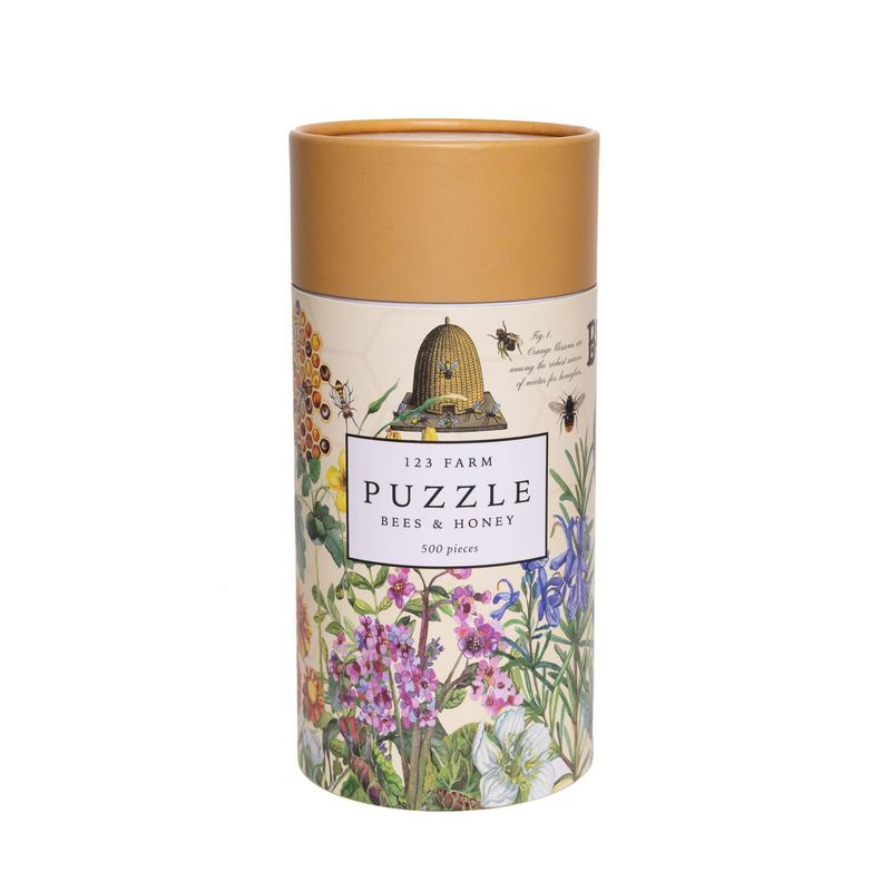 Bees &amp; Honey Puzzle – 500 Pc Tube with Vintage Illustrations