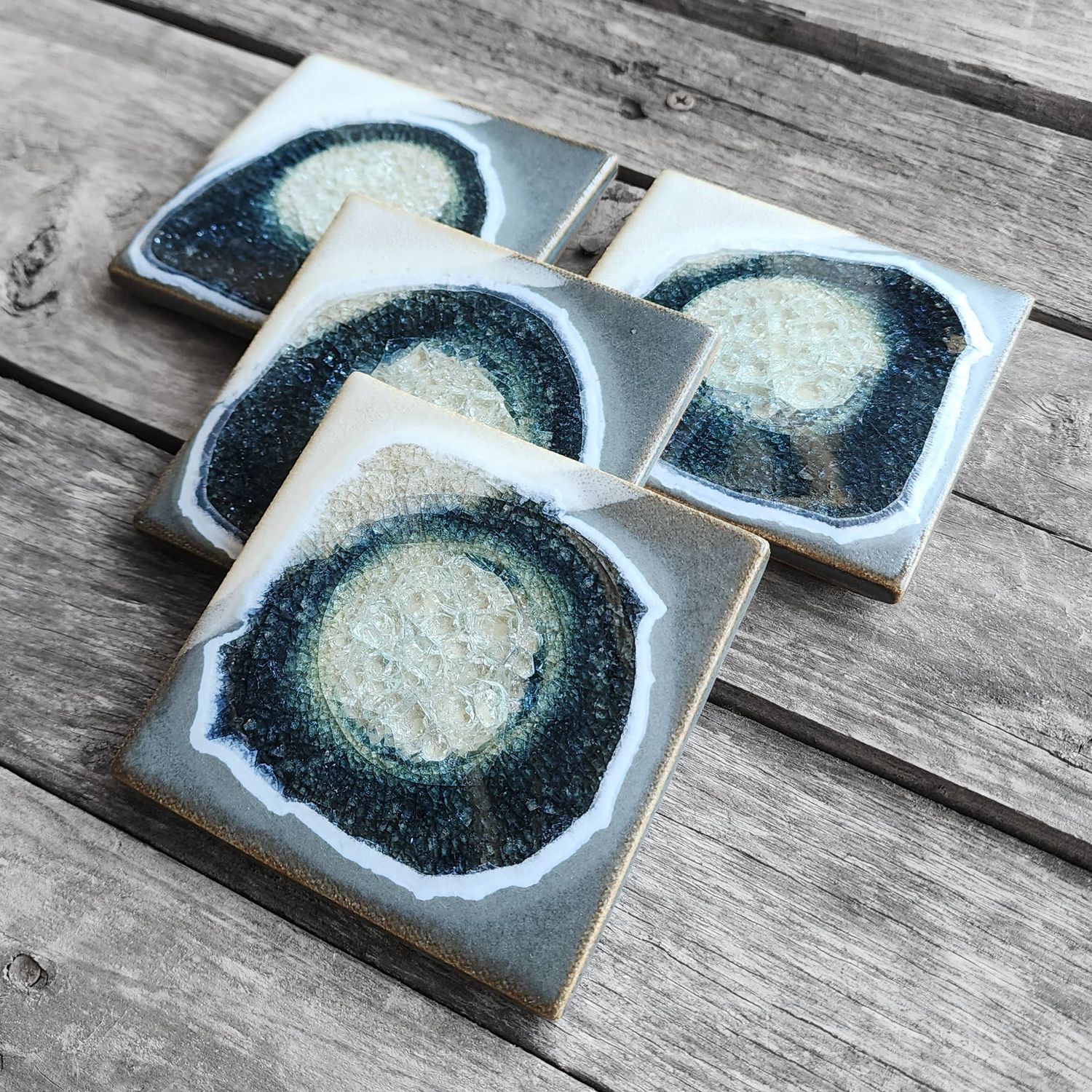 Square Coaster - Grey &amp; White - Individual Coaster