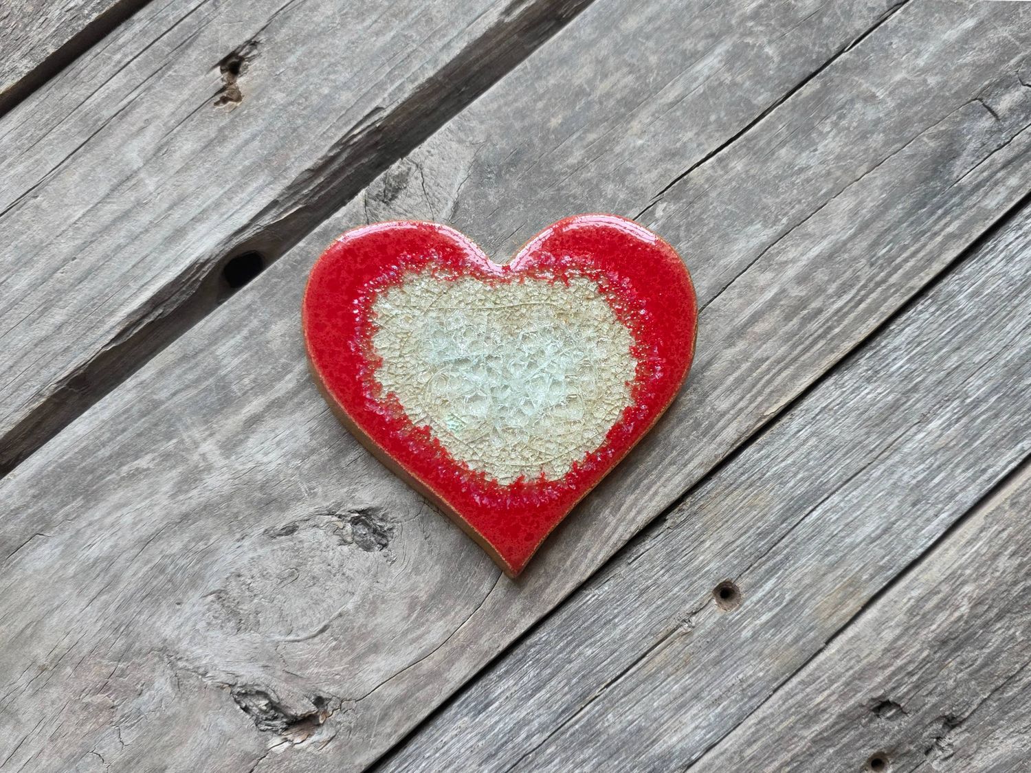 Heart Coaster - Handmade Coaster, Geode, Ceramic: Hot Tamale