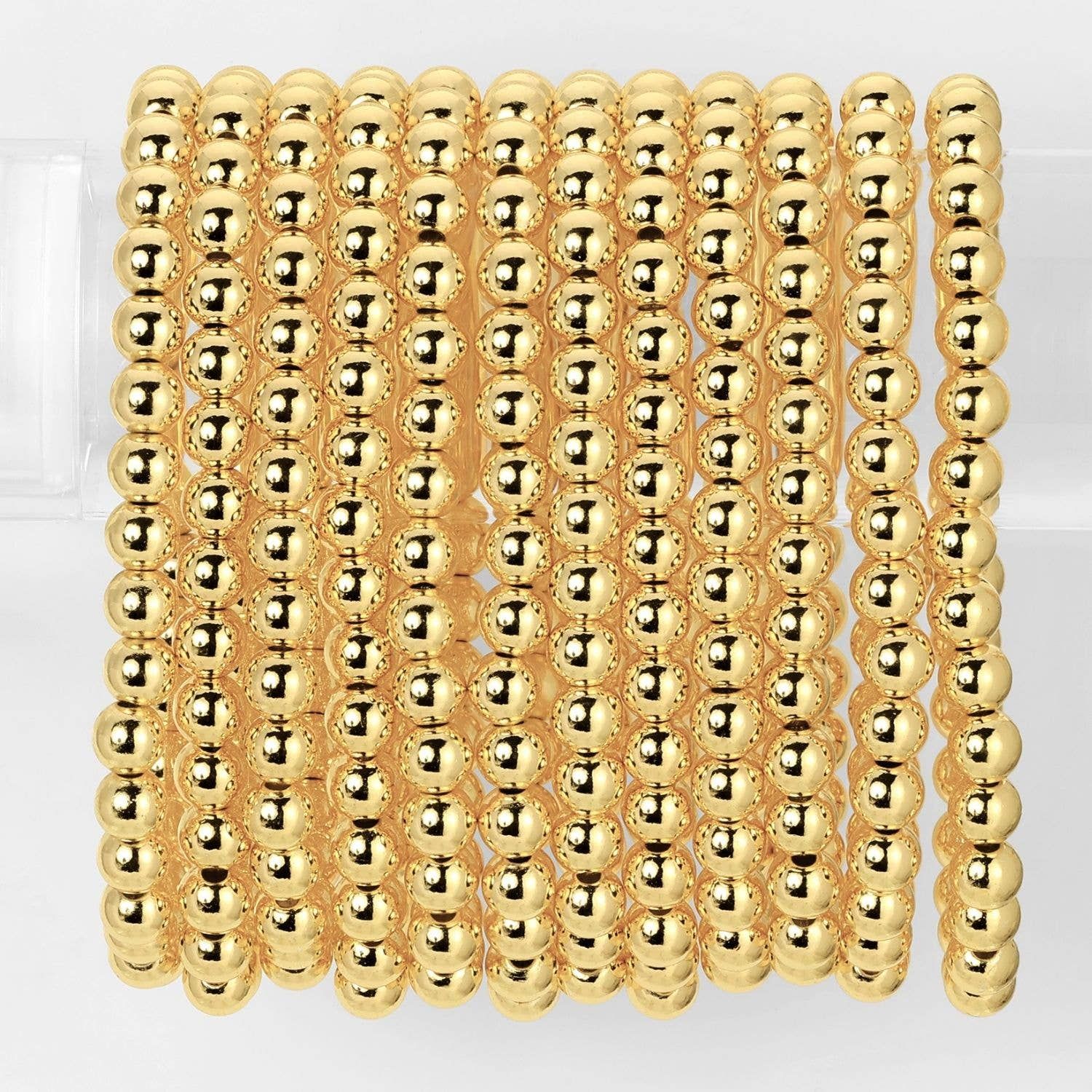 Classic Beaded Stretch Bracelets: Gold / 6mm