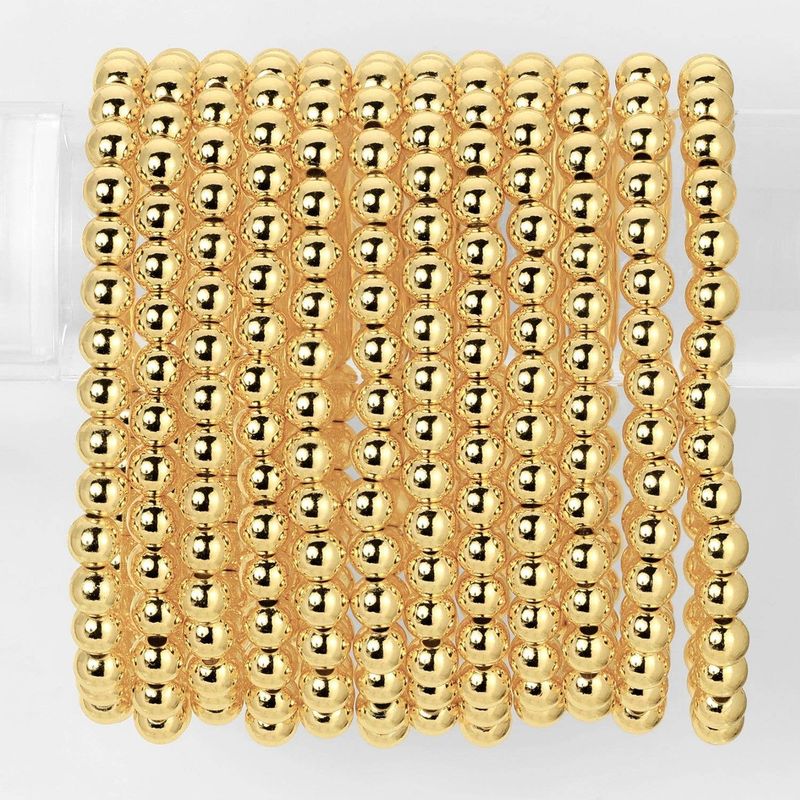 Classic Beaded Stretch Bracelets: Gold / 6mm
