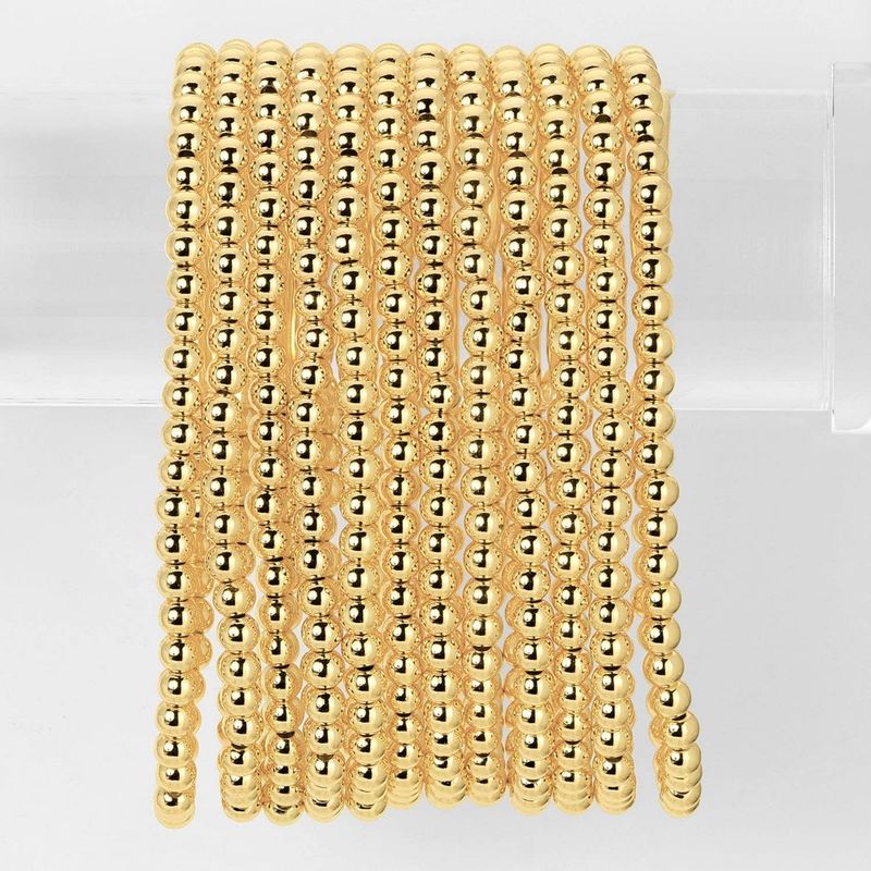 Classic Beaded Stretch Bracelets: Gold / 6mm
