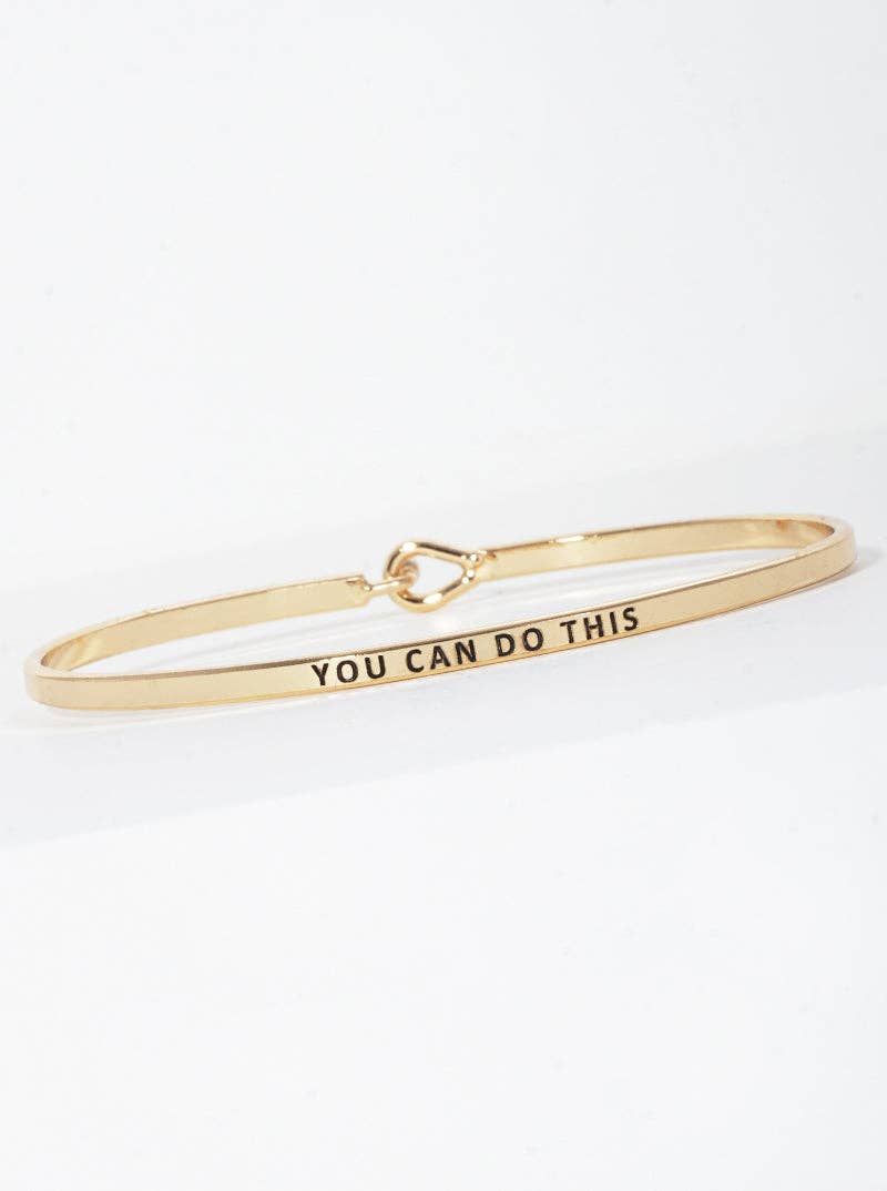You Can Do This Engraved Inspirational Bangle Bracelet: Gold