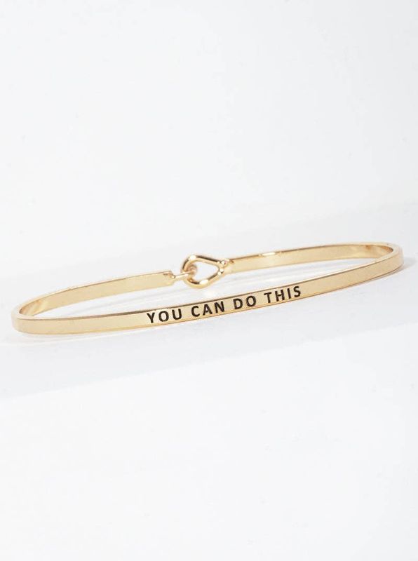 You Can Do This Engraved Inspirational Bangle Bracelet: Gold