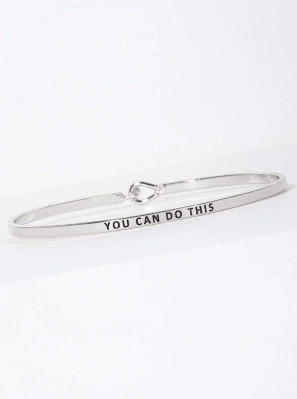 You Can Do This Engraved Inspirational Bangle Bracelet: Gold