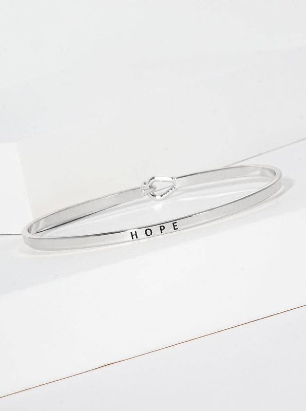 Hope Engraved Inspirational Bangle Bracelet: Gold