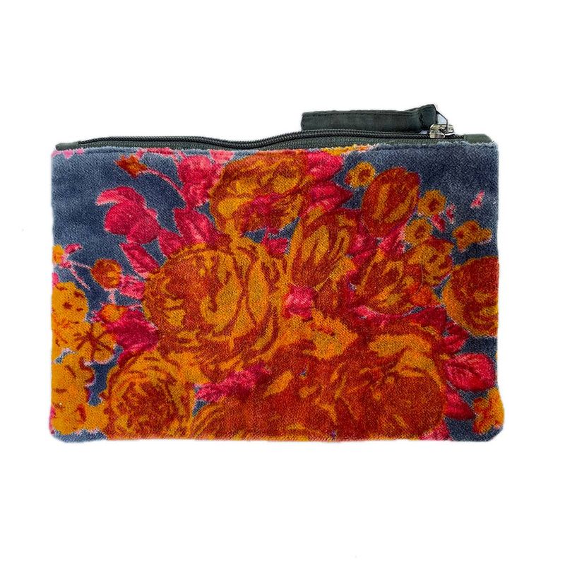 Napoli Velvet Pouch Big Roses Charcoal