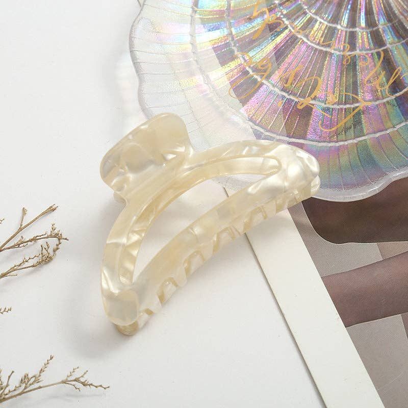 Vintage Tortoiseshell Leopard Acetate Hair Claw - Beige
