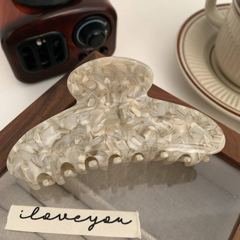 Floral Caramel Polka Dot Claw Clip - Cream