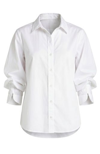 adjustable slv button front woven top, Colour: white1, Size: XS