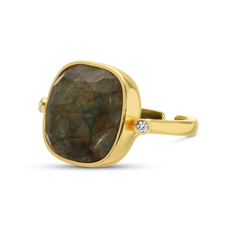 The Geometric Solitaire Stone Ring: Marbled Grey