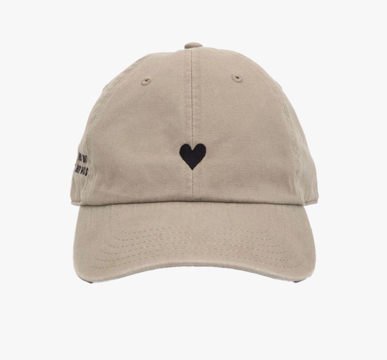 Cream  Cotton Dad Hat – Embroidered Heart Cap