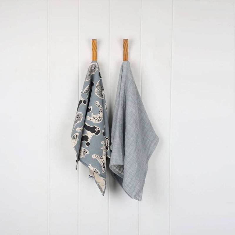 Tea Towel S/2 - Woof - Blue Haze